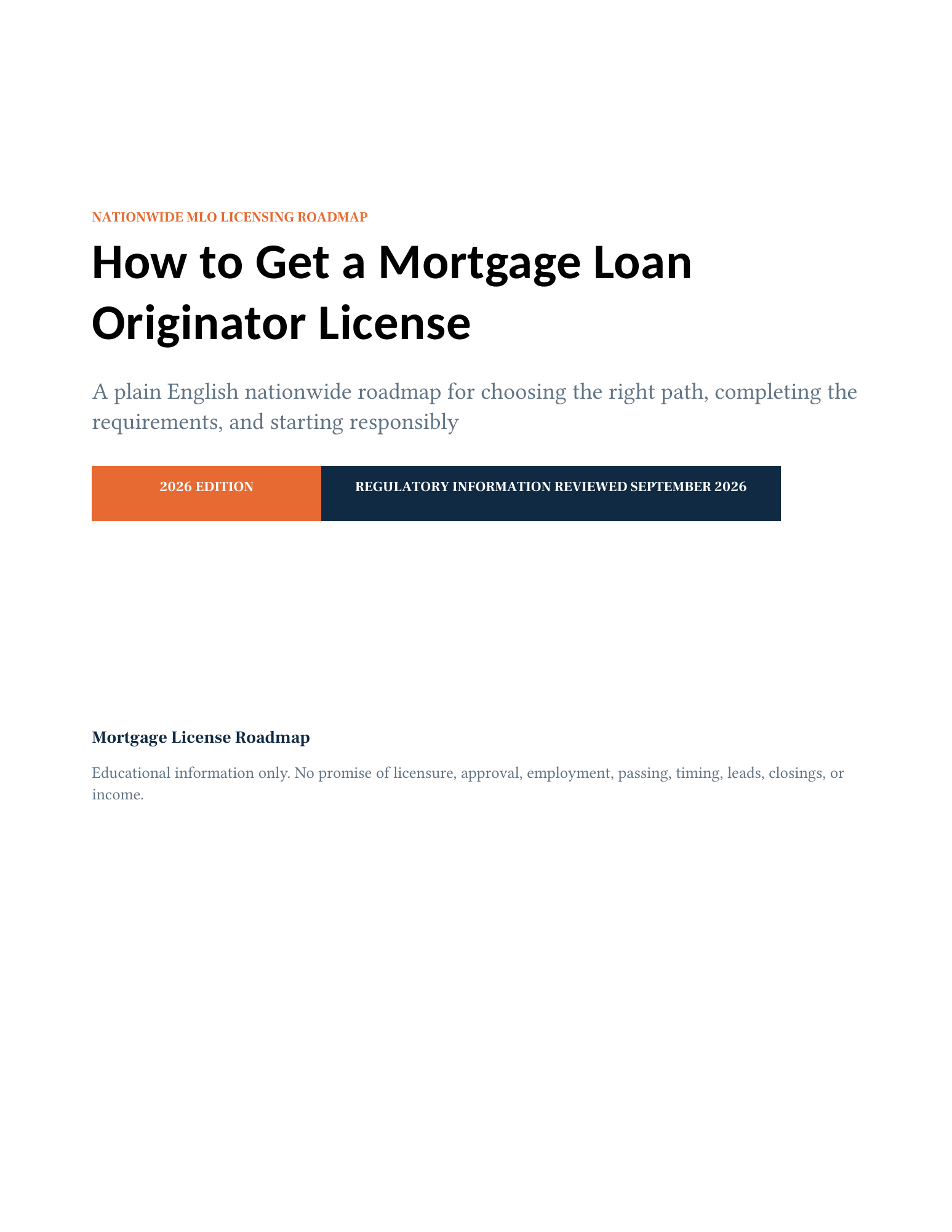 Cover of the 2026 Mortgage License Roadmap guide